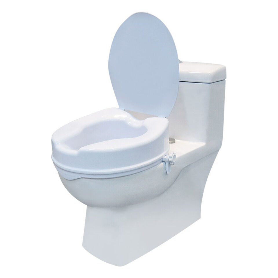 Raised Toilet Seat With Lid 10cm Rise Portable Home Aid Safety Riser