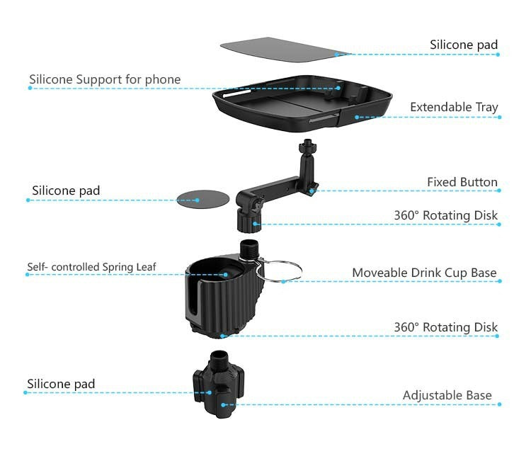 3 in 1 Expandable Cup Holder Tray for Car Cup Holder Expander for Car Food Table