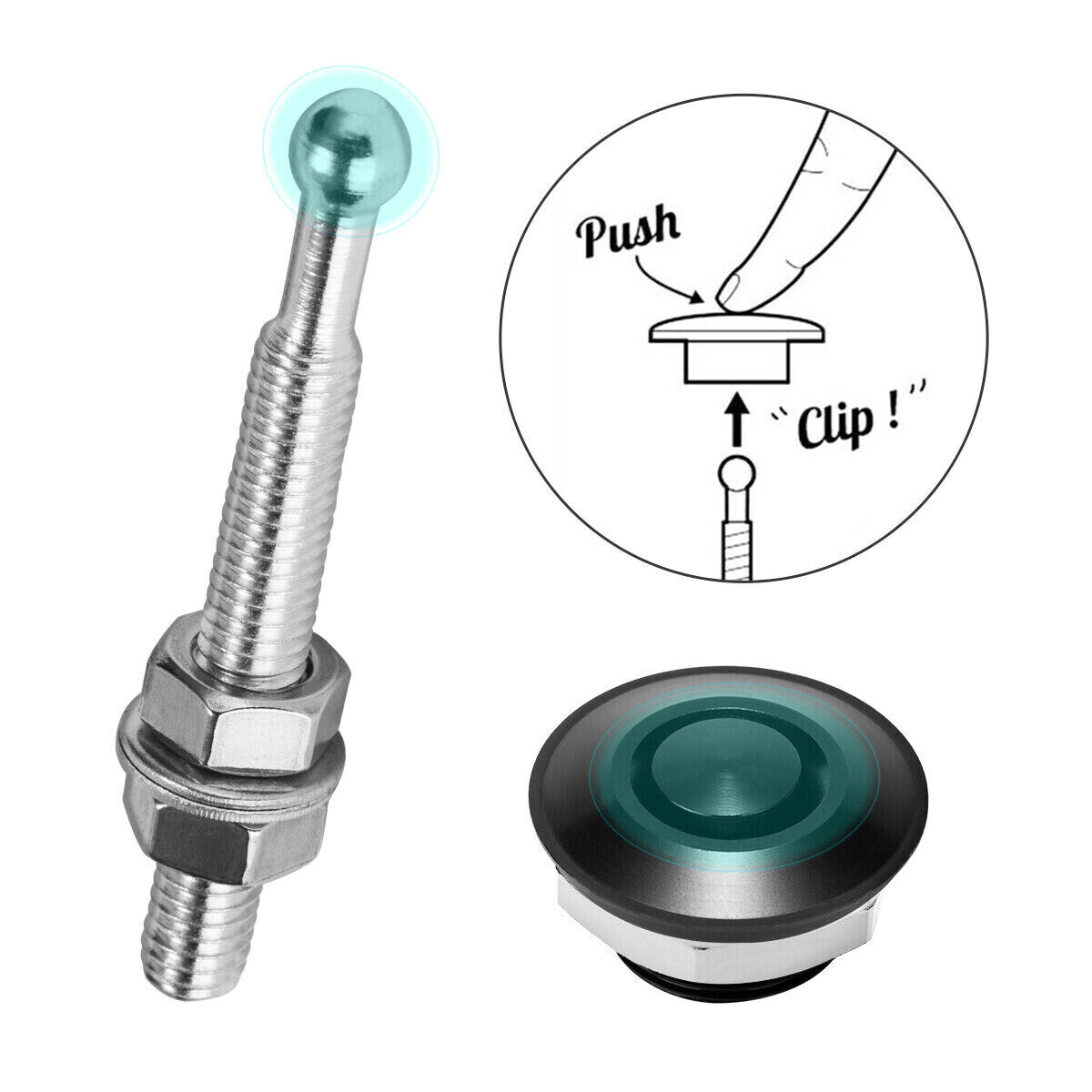 6X Push Button Quick Release Hood Bonnet Pins Lock Clip Car Bumper Latch Kit