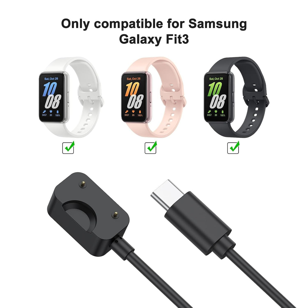 Type-C Charger for Samsung Galaxy Fit 3 SM-R390 – Magnetic Cable 100cm