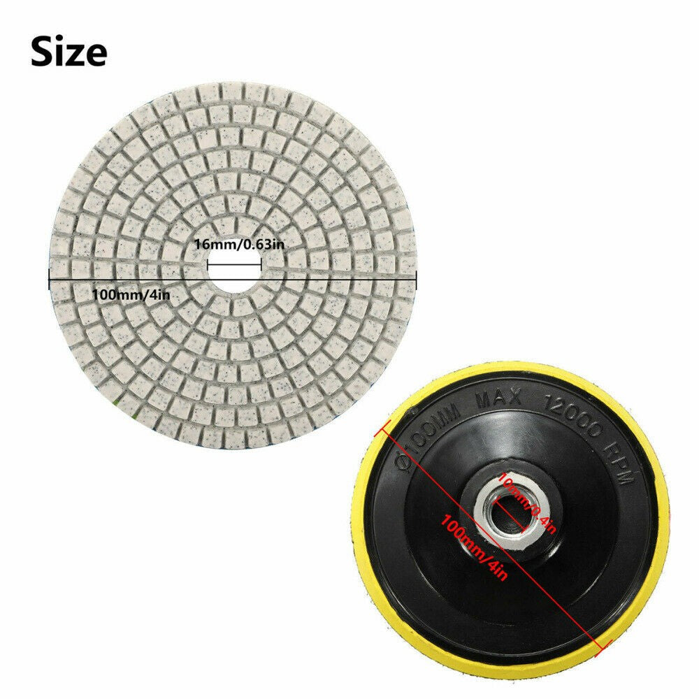 10Pcs Diamond Polishing Pads Wet Dry 4" Set