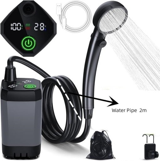 6000mAh Rechargeable Camping Shower with Shower Head