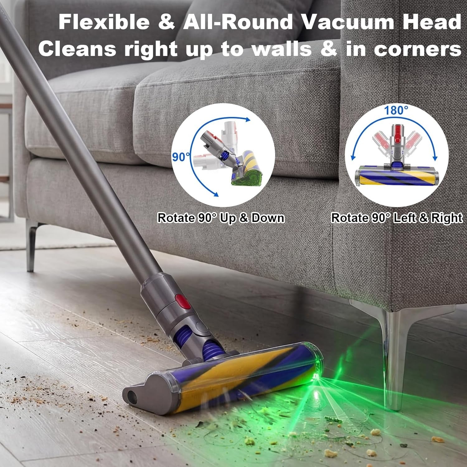 LED Fluffy Soft Roller Cleaner Head Replacement for Dyson V7 V8 V10 V11 V15