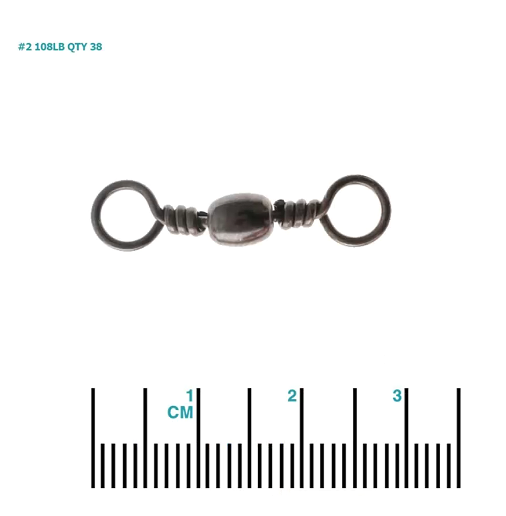 Jarvis Walker Black Barrel Swivels (Size 2), Pack of 38