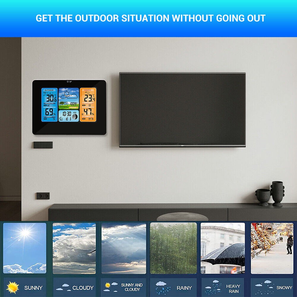 Wireless Digital LCD Weather Station Clock Calendar Thermometer