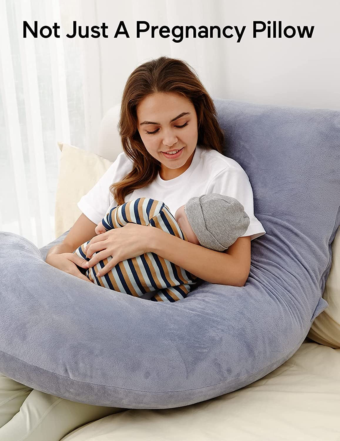 Comfortable U Shaped Pregnancy Pillow with Velvet Cover Full Body Support