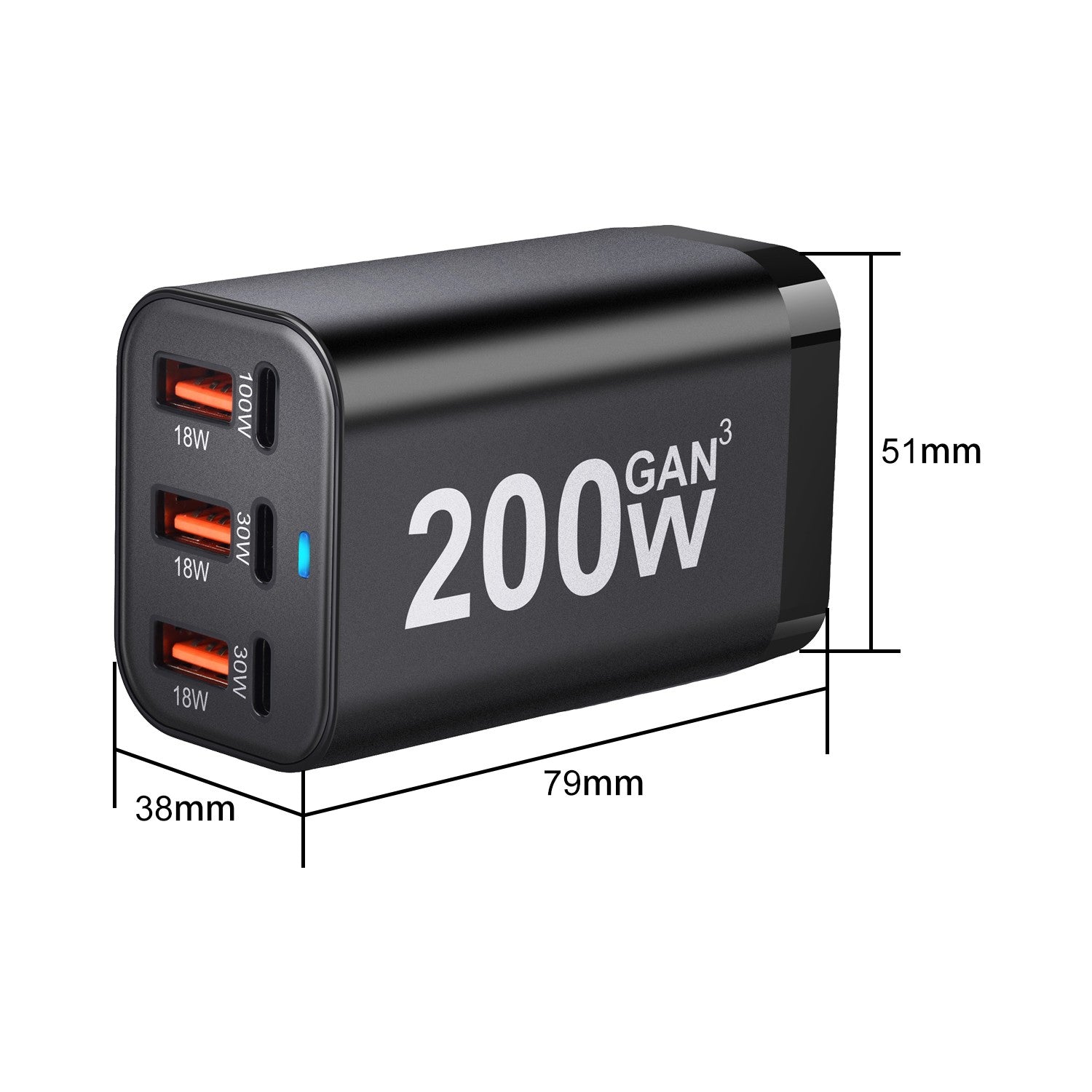 200W USB C GaN III Super Fast PD Wall Charger Charging Station