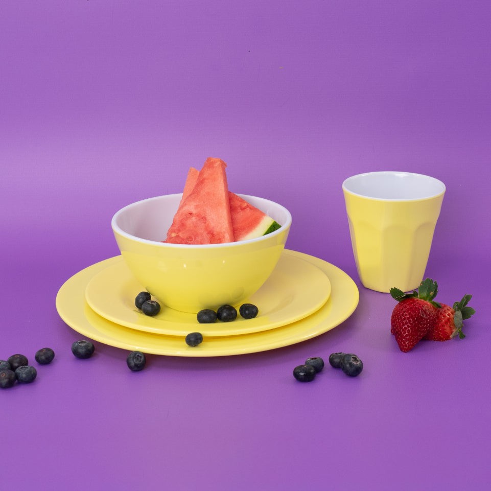Melamine Dinnerware Set of 24 Pcs Dinner Dishes Set Bowls, Plates and Cups