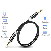 3.5mm AUX Male to Male Cable Audio Headphone Stereo Extension Cord 1M