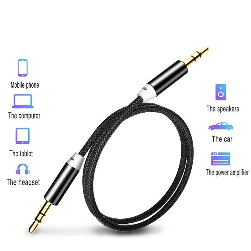 3.5mm AUX Male to Male Cable Audio Headphone Stereo Extension Cord 1M