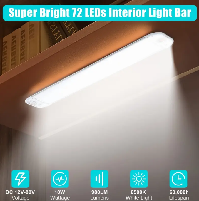 12V LED Car Interior Lights Roof Doom Light White Camper Van Boat Caravan