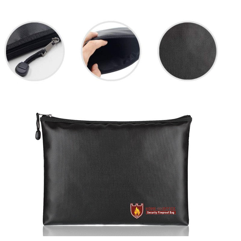 29x20cm Fireproof Document Bag Silicone Coated Fiberglass Safe Money Bag Pouch