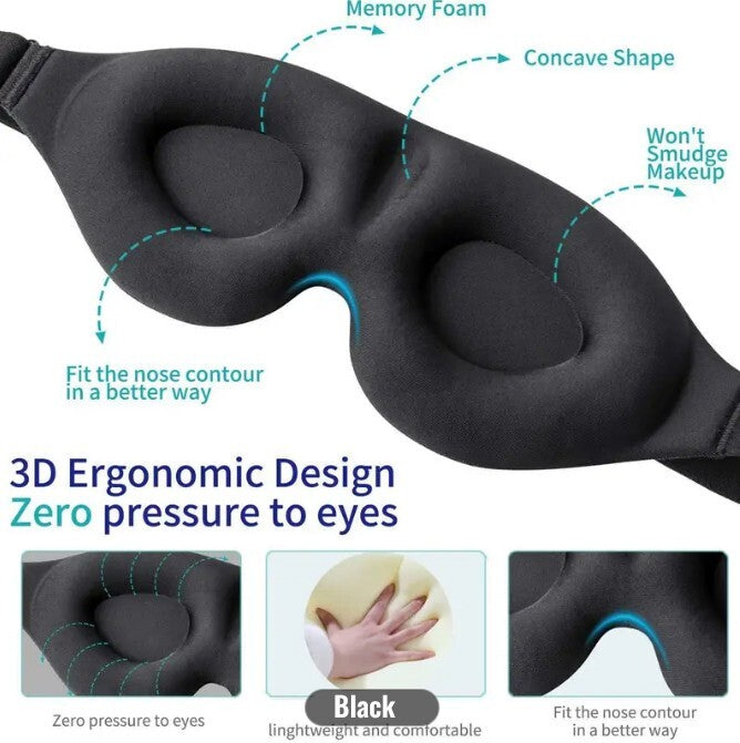 3D Sleep Mask Blindfold Eye Masks Cover Memory Foam Soft Padded