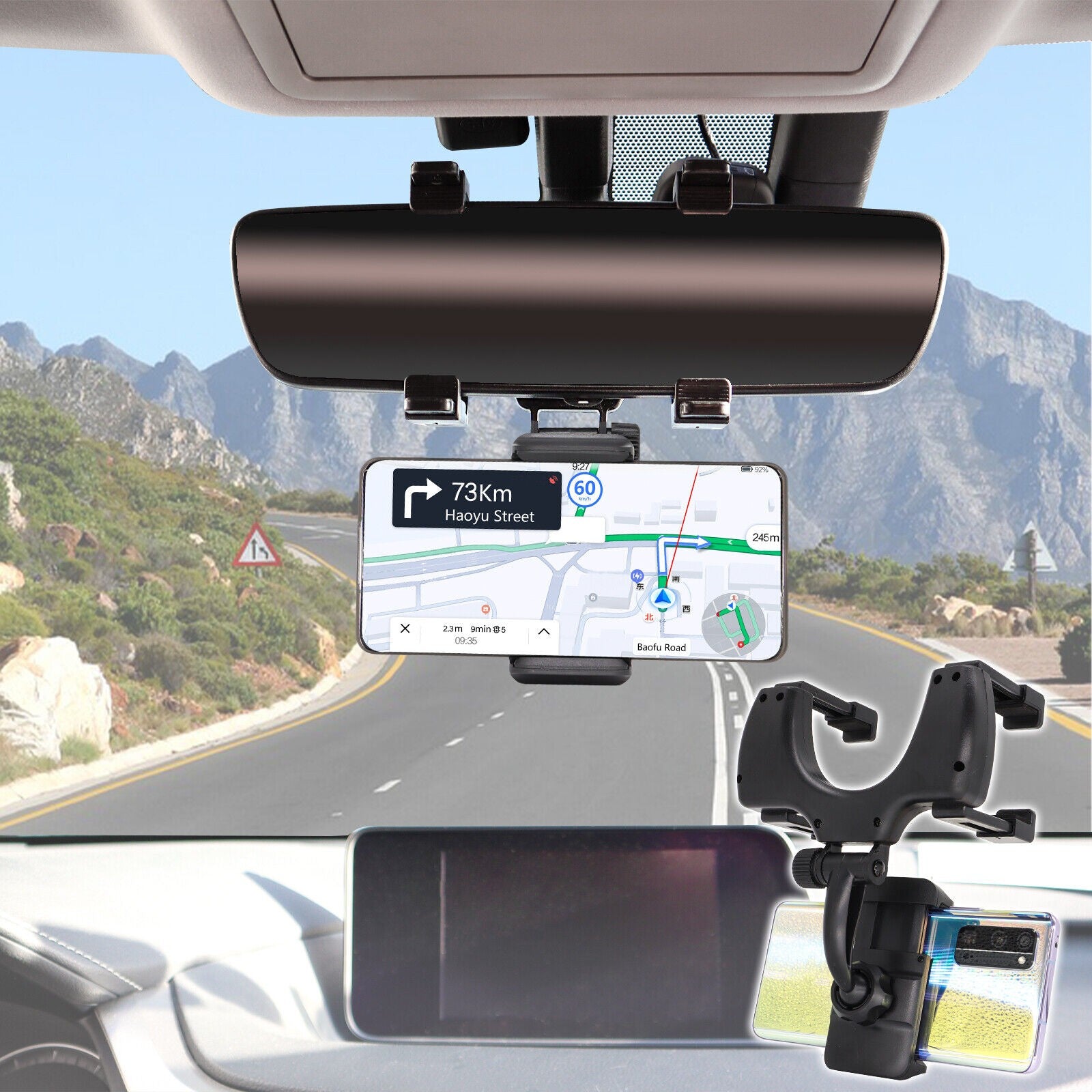 360° Car Rearview Mirror Phone Holder