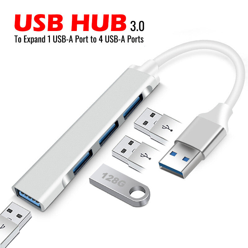 USB 3.0 Hub 4-Port USB Port Expander USB Splitter Ultra Slim High Speed Compact