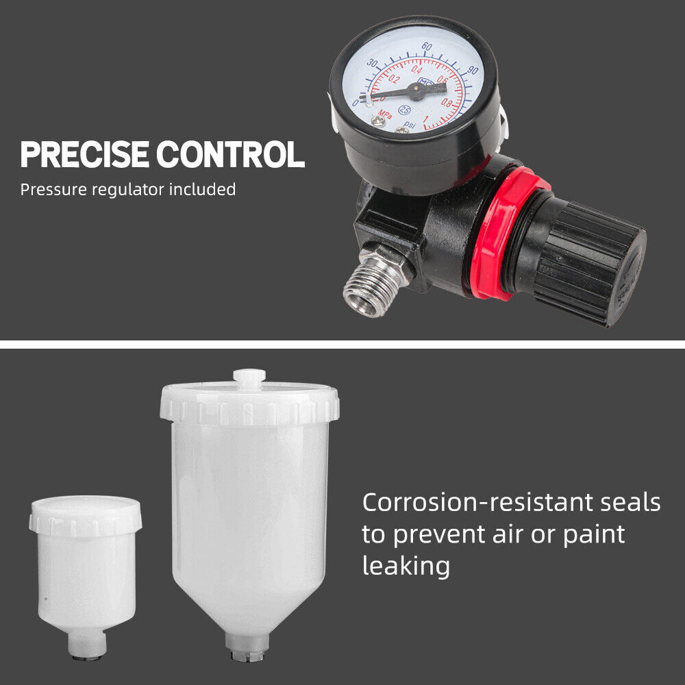 2Pcs HVLP Air Spray Gun Kit Pressure Paint Gravity Tool Blue Set