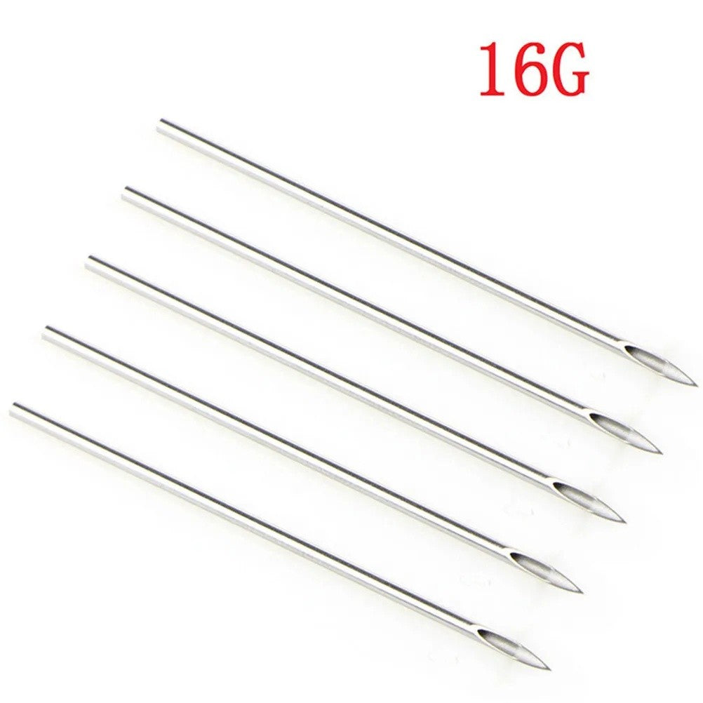 41Pcs Body Piercing Kit Needle Nipple Belly Tongue Eyebrow Nose Lip Ring 14G/16G