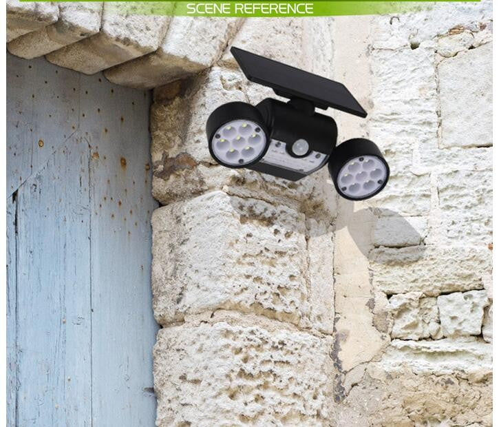 Solar Lights Outdoor 30 LED Motion Sensor Wall Light Dual Head Rotatable IP65