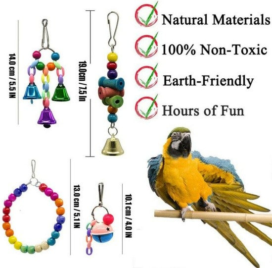 10PCS Parrot Hanging Swing Bird Toy Harness Cage Ladder Parakeet