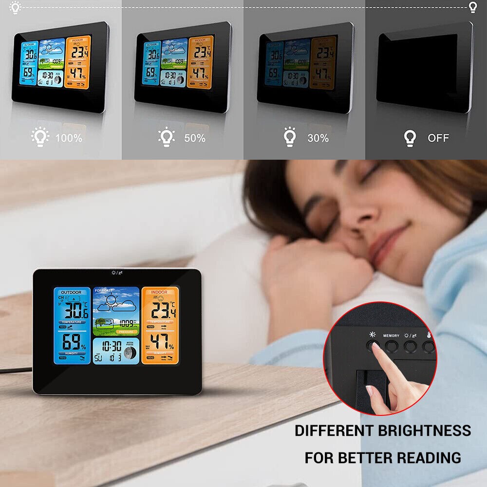 Wireless Digital LCD Weather Station Clock Calendar Thermometer