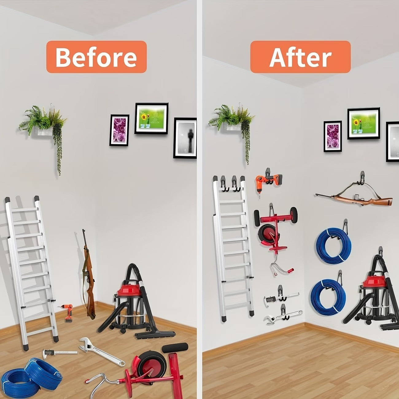 12 Pack Garage Hooks Heavy Duty Wall Mount Storage Organizer
