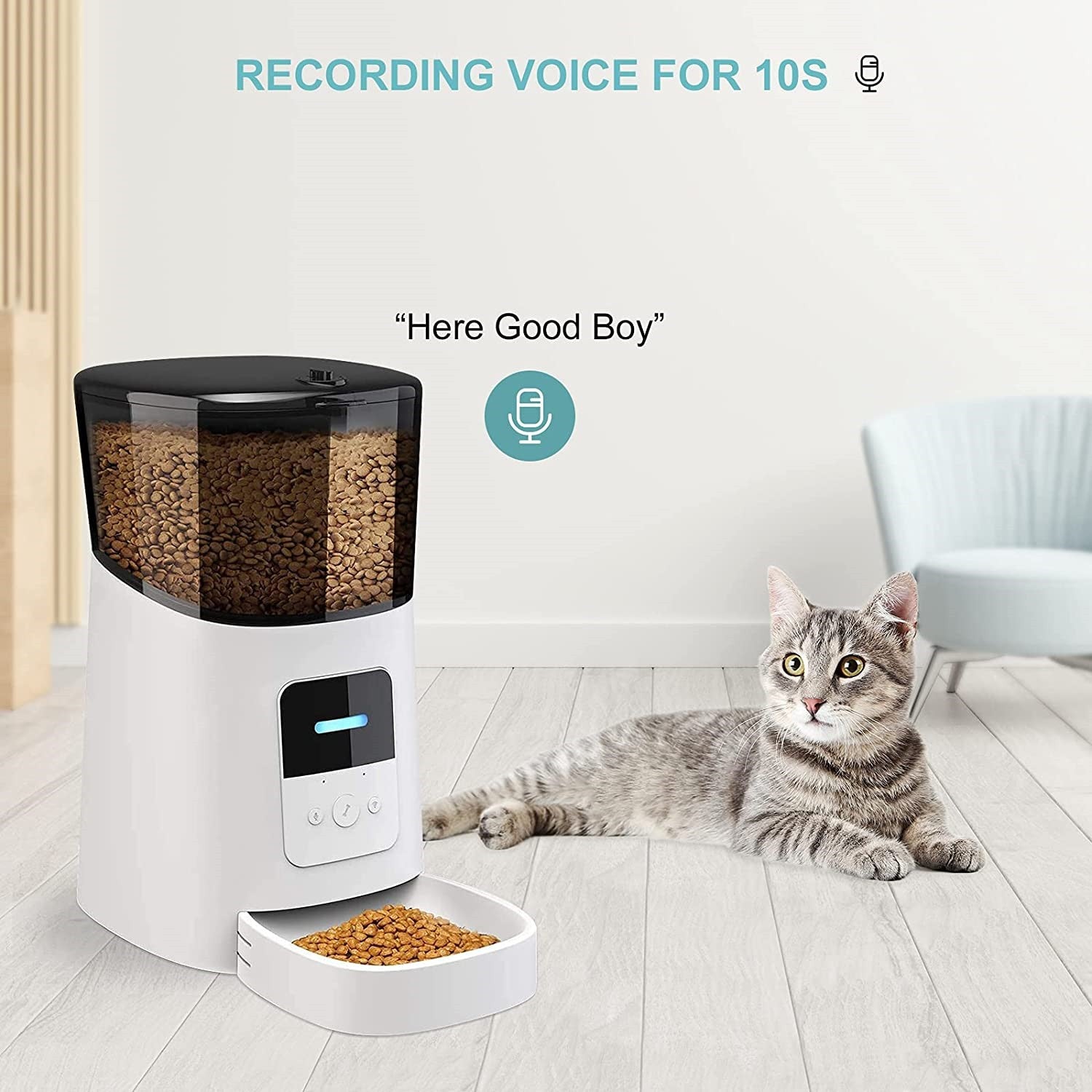 6L Automatic Cat Feeder Wi-Fi Enabled Smart Pet Feeder for Cats and Dogs