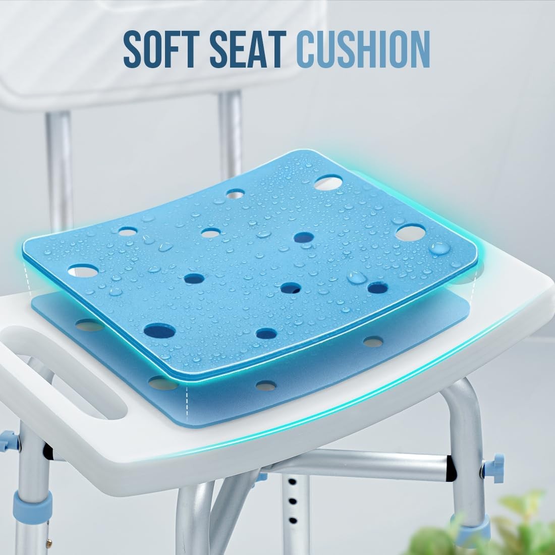 Shower Chair Bath Seat with Back Height Adjustable