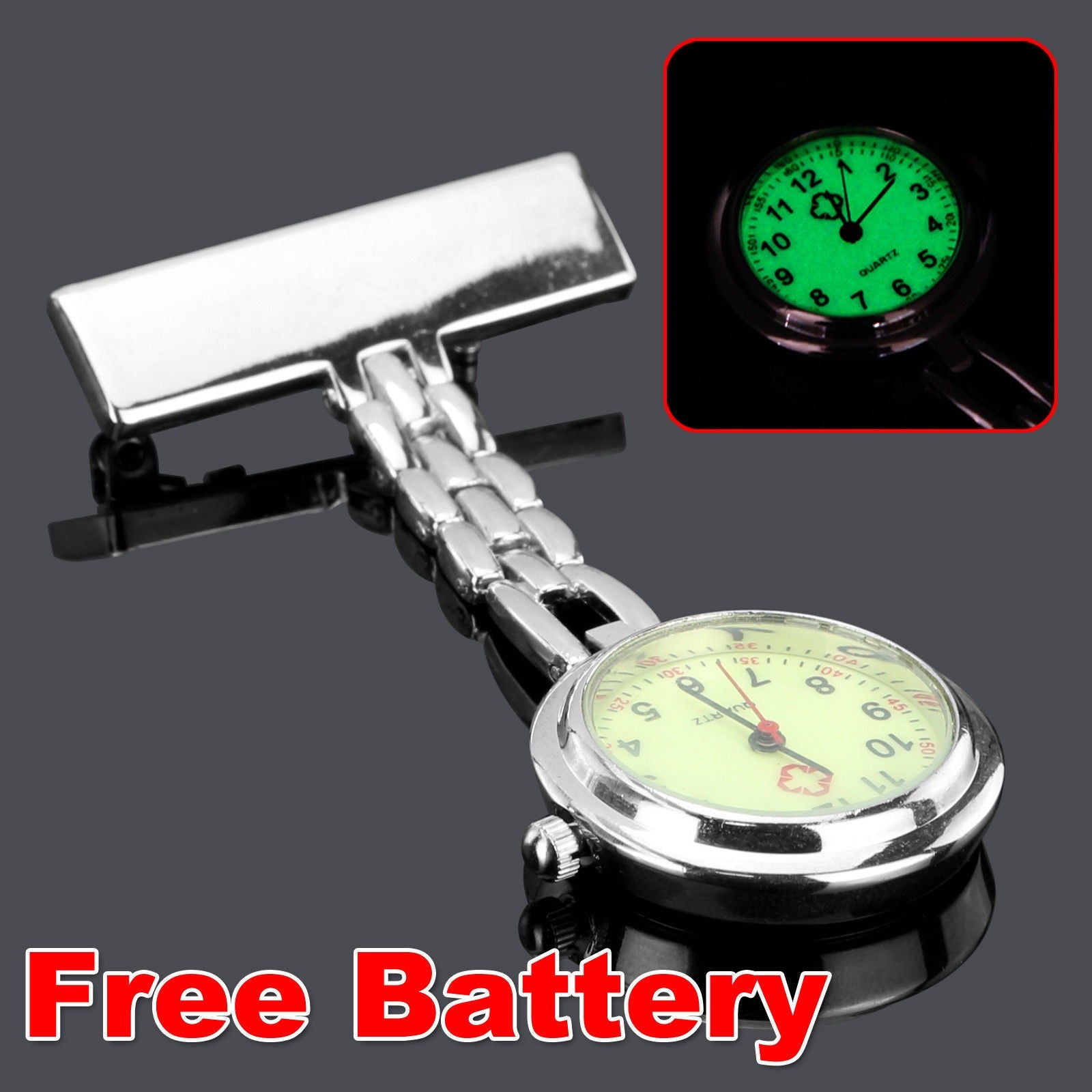 Nurse Watch Brooch Luminous Glow in Dark Pendant Pocket