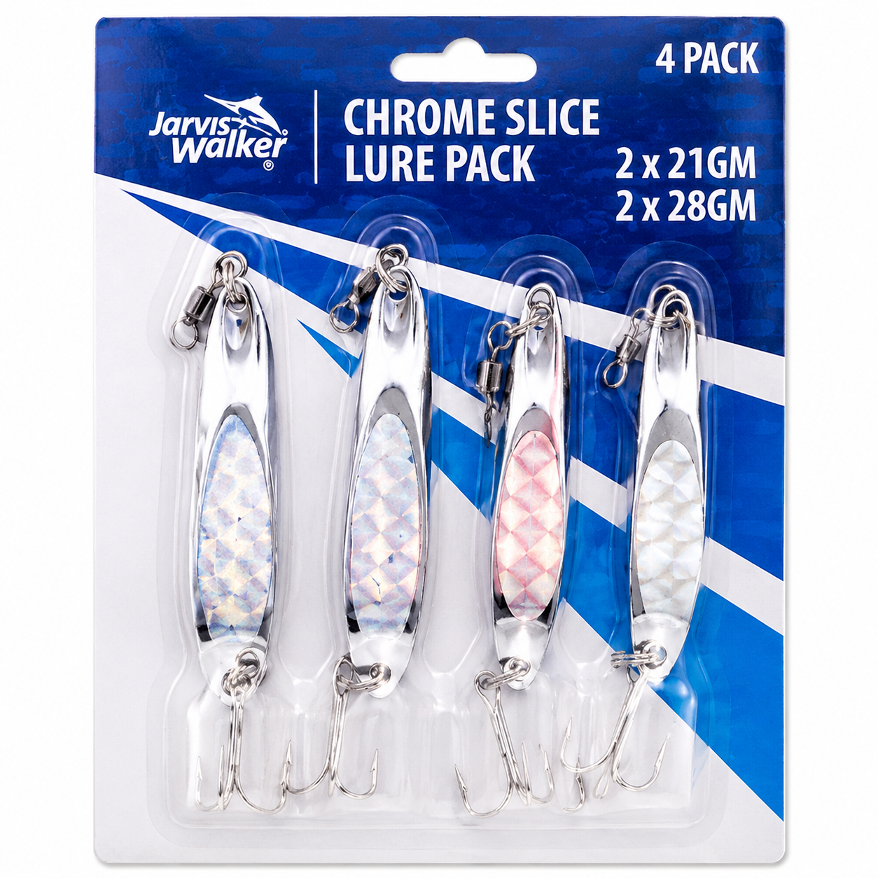 Jarvis Walker Chrome Slice Lures 2 Pack 3/4Oz & 1Oz Metal Fishing Lure Tackle