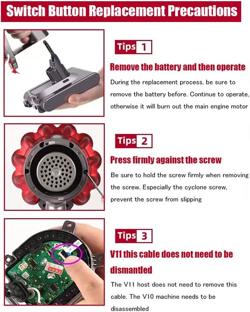 Strong Trigger Power Switch Button Accessories fits Dyson V11/V10 Cleaner