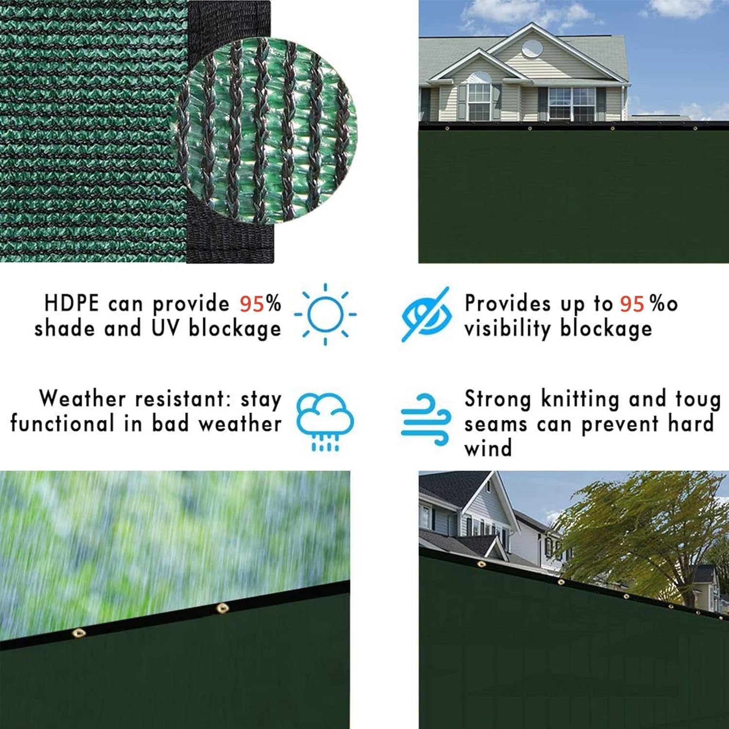 1Mx3M 180GSM Fence Privacy Screen Green