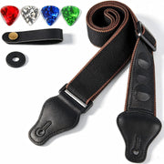 Guitar Strap Set Acoustic Electric Bass with Picks Holder & Strap Lock