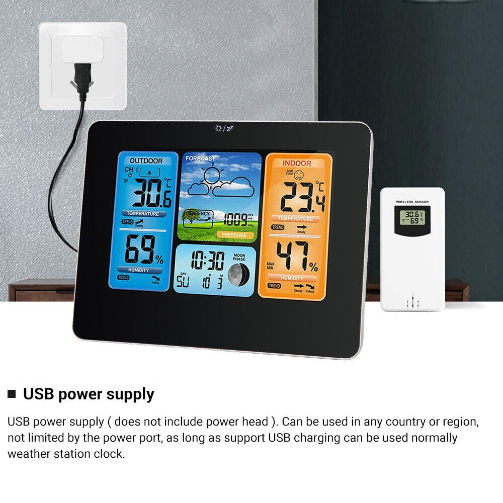 Wireless Digital LCD Weather Station Clock Calendar Thermometer