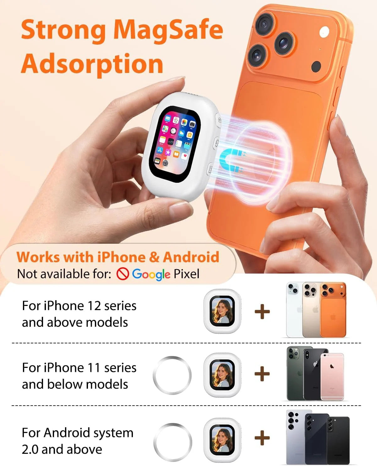 Wireless Magnetic Selfie Monitor Screen Phone Rear Camera Vlog Selfie Aid Device