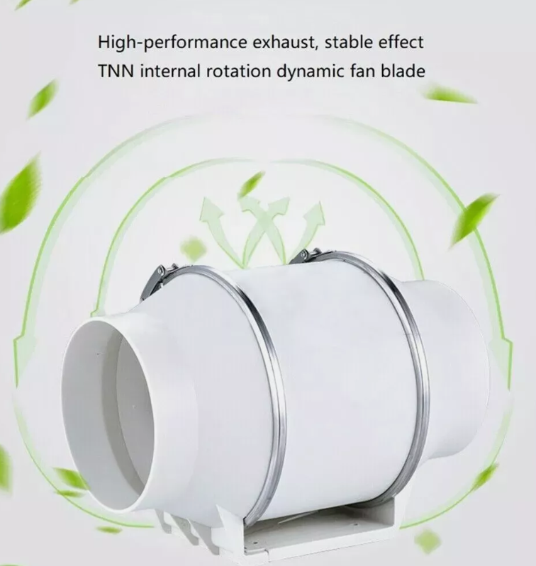 8" Silent Fan Extractor Duct Hydroponic Inline Exhaust Industrial Vent