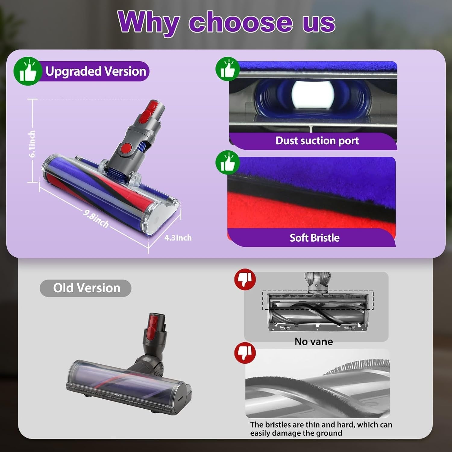Soft Roller Cleaner Head Compatible with Dyson V10 V11 V15 V8 V7 Cordless Vacuum