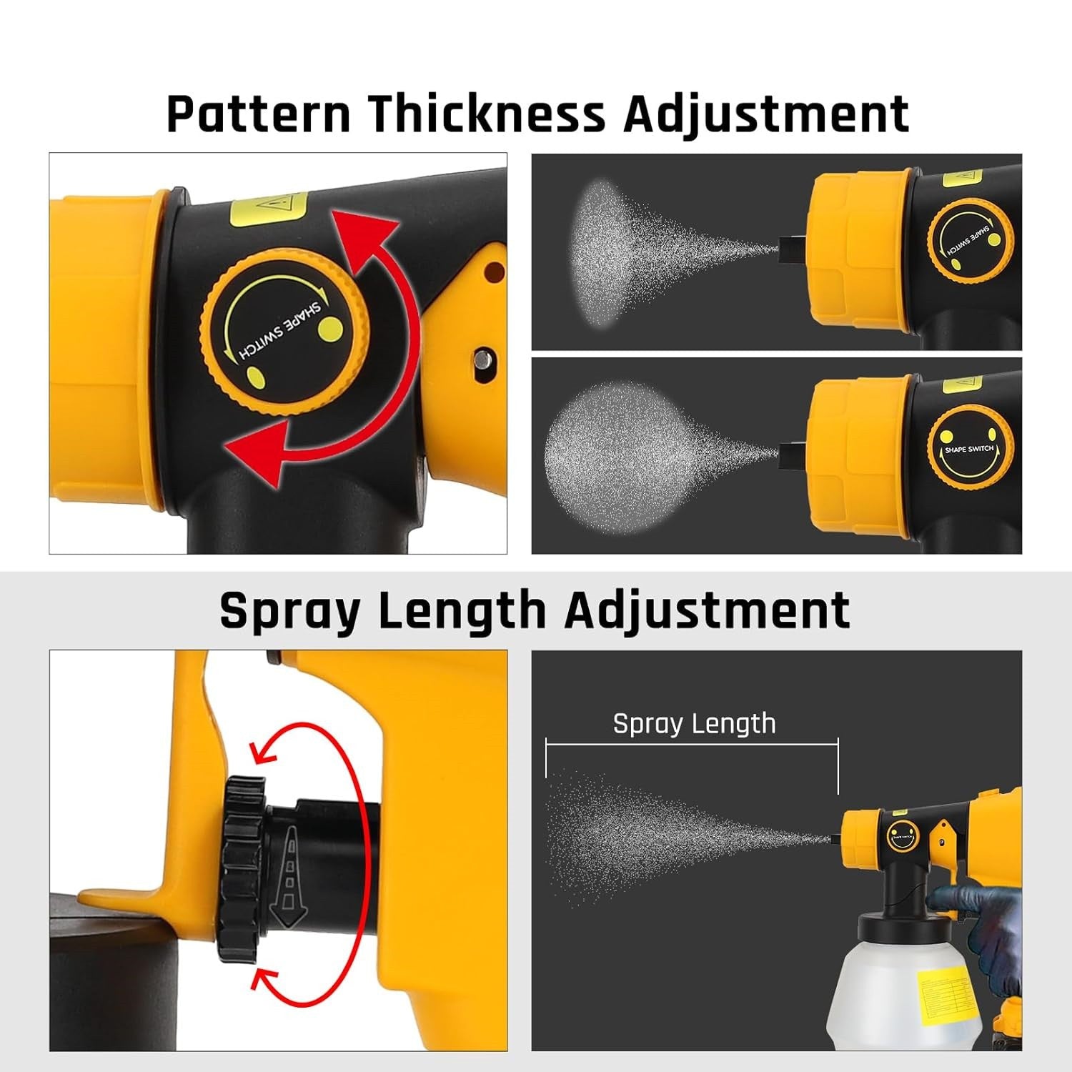 Cordless HVLP Spray Gun Paint Sprayer Fits Dewalt 18V Battery Brushless