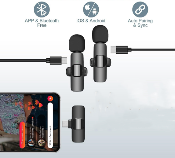 Microphone Dual Lapel Microphone for iPhone Ipad Android Pc