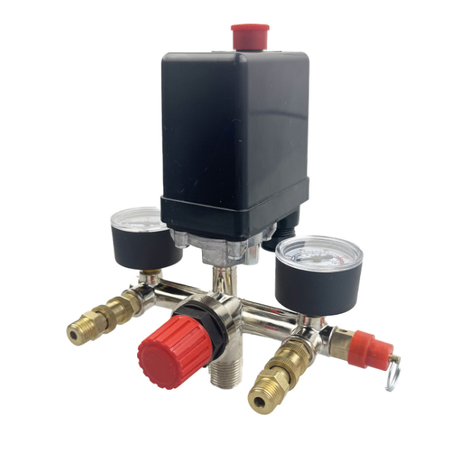 Air Compressor Pressure Switch Control Valve Manifold Gauges Regulator 90-120PSI