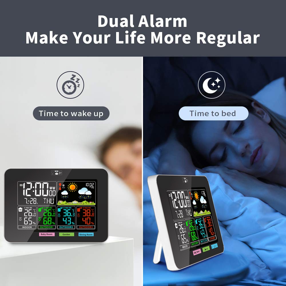 Weather Station Wireless Thermometer with 3 Sensors Temperature Humidity Monitor