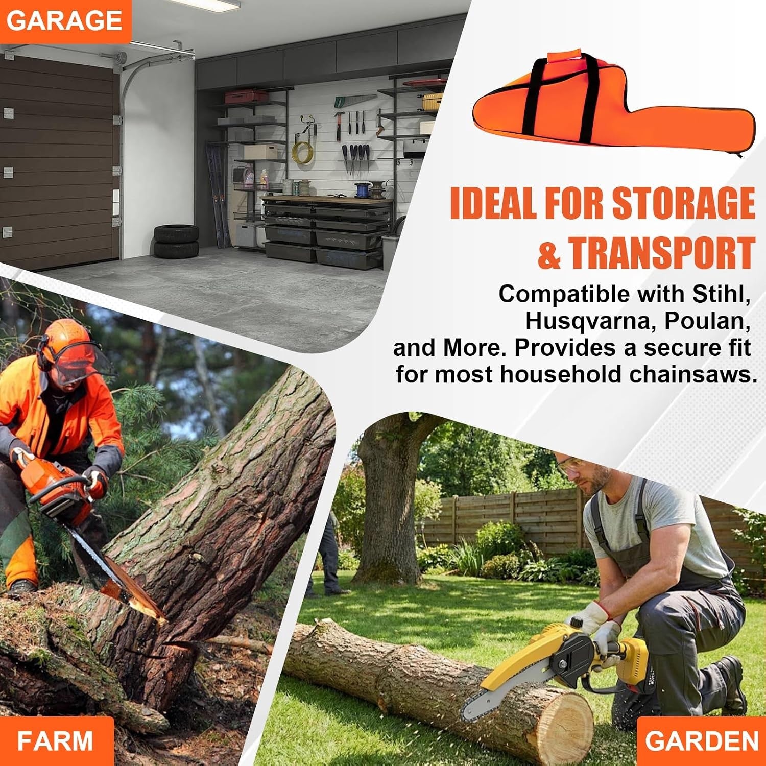 16"/18" Heavy Duty Chainsaw Bag Carrying Case Water Resistant with Handle