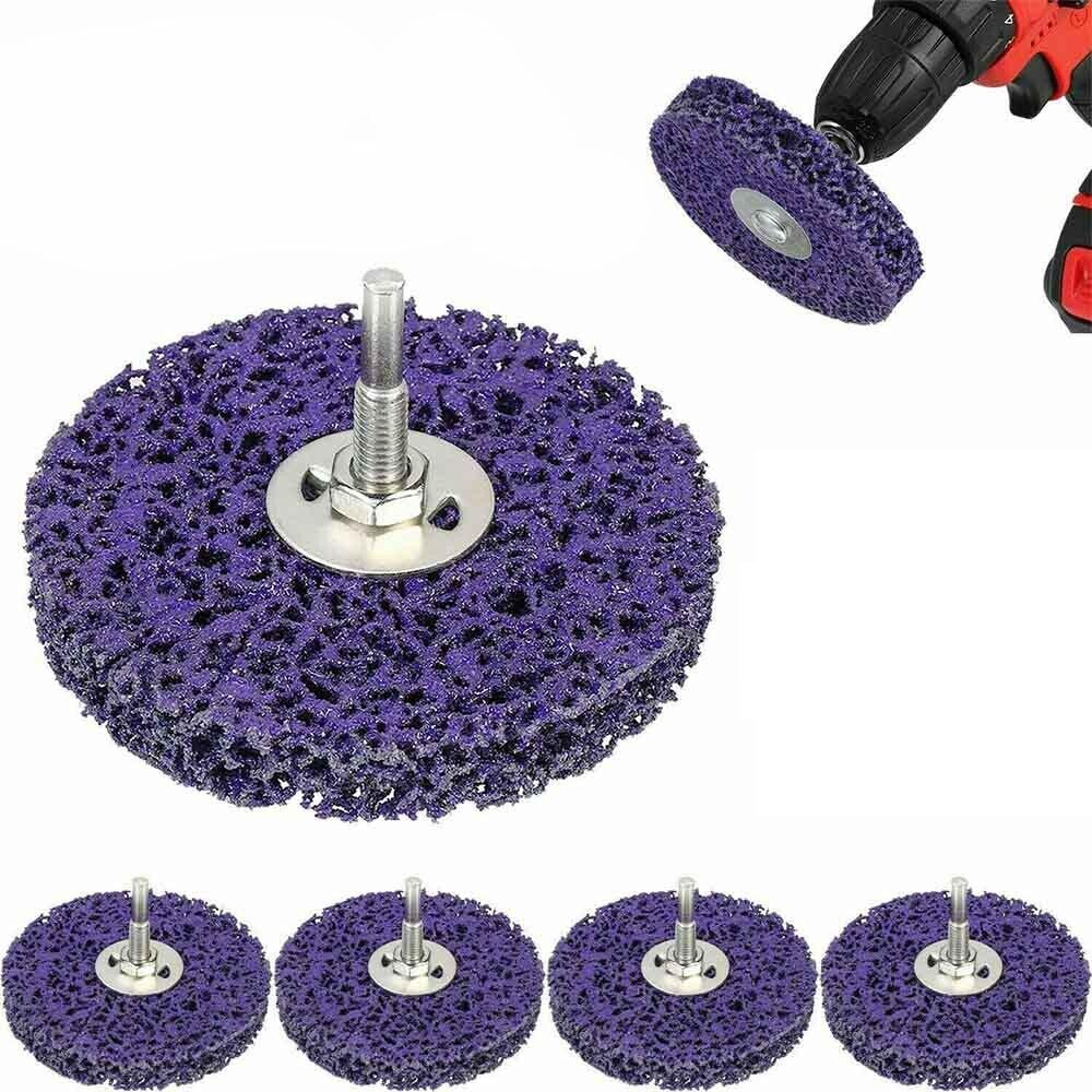5Pcs 100mm Poly Strip Discs Wheel Paint Rust Removal Clean For Electric Drill
