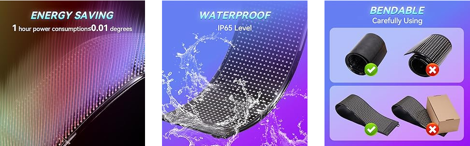 Programmable Led Sign, 102x348MM Pre-made Animations & Text Led Car Sign