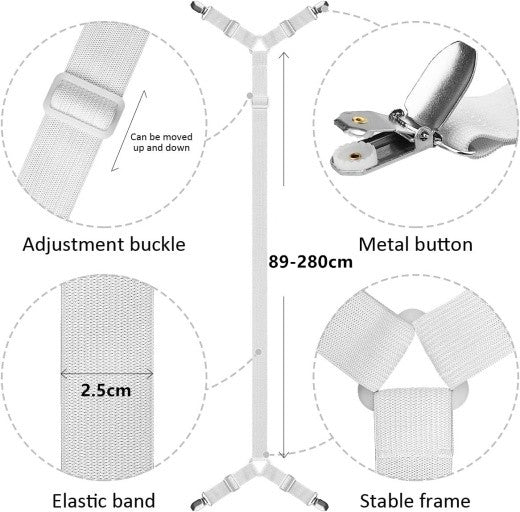 2 Pcs Adjustable Crisscross Bed Sheet Holder Straps for Bedsheets Fitted Sheets
