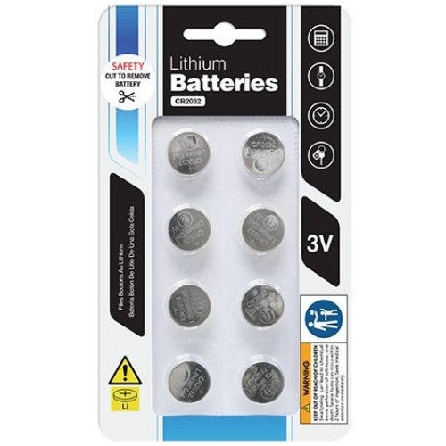 CR2032 Lithium Coin Cell Batteries 8 Pack 3V Button Battery