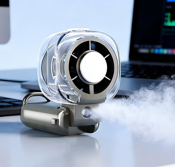 Smart Rechargeable Fan with Cooling Mist and LED Battery Status Display