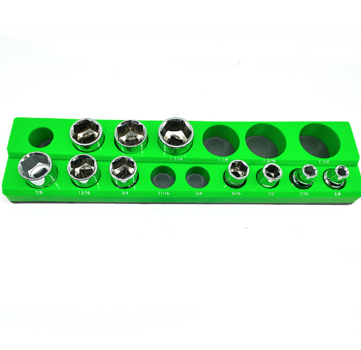 6pcs Magnetic Socket Organizer Metric Socket Tray, Black and Green