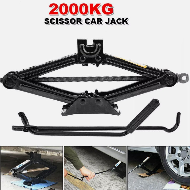 2 Ton Scissor Jack Car Van Wind Up Tyre Lift Crank Handle
