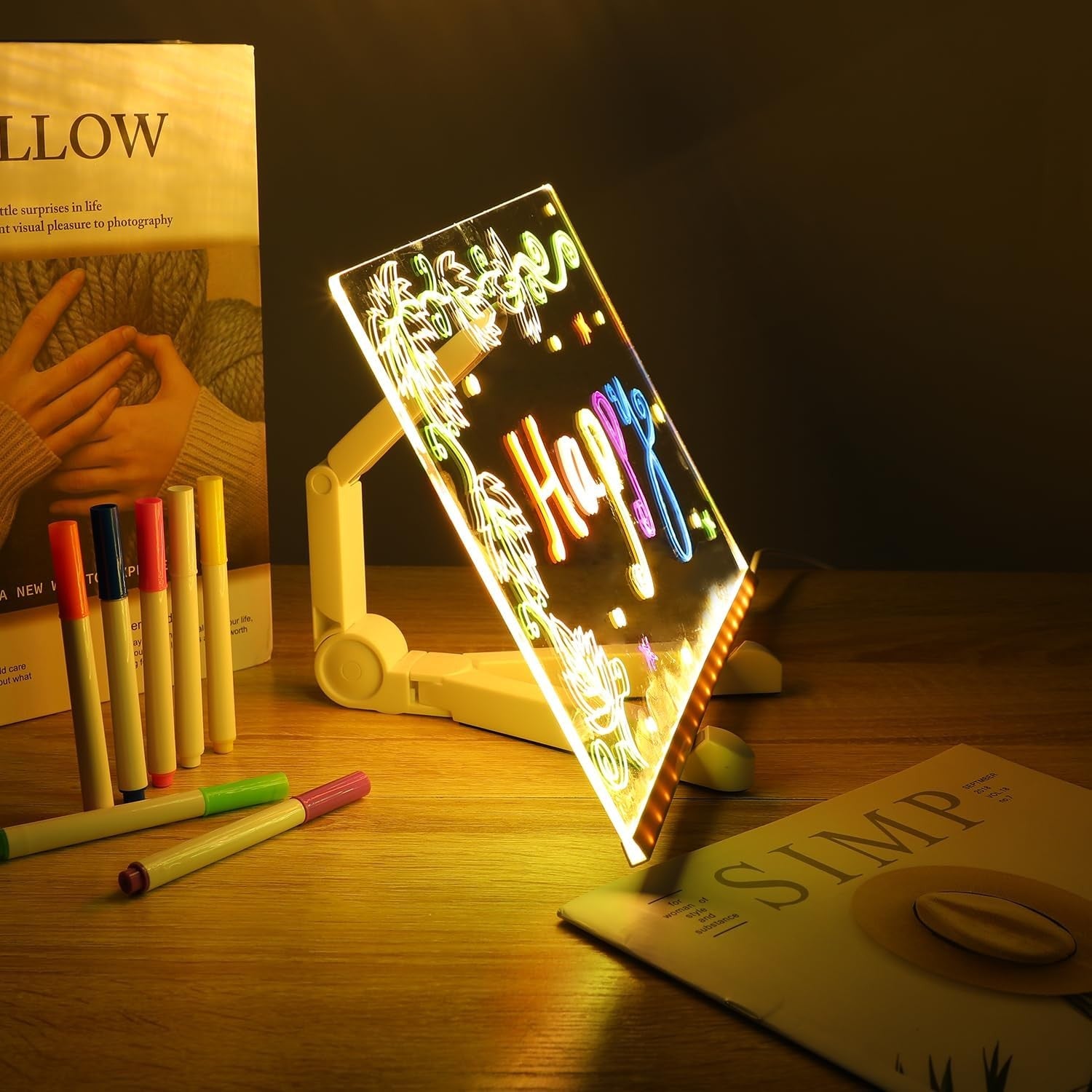 Led Acrylic Message Board with Color Pens 20x30cm