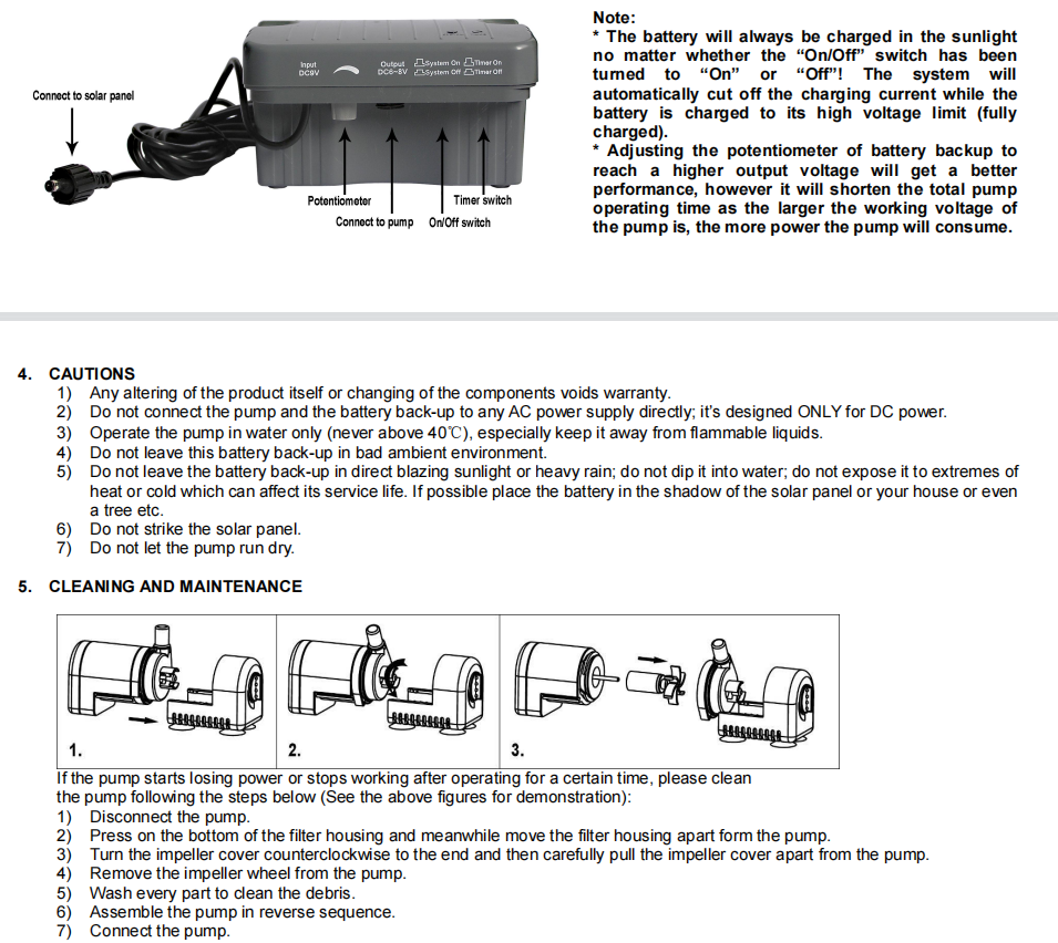 Solar Fountain Pump with Backup Battery Water Pump Kit